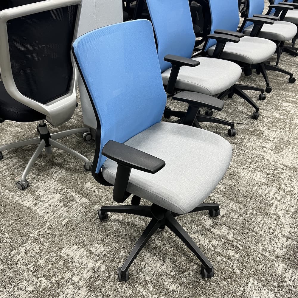 blue mesh back sitonit task chair, novo, used office furniture