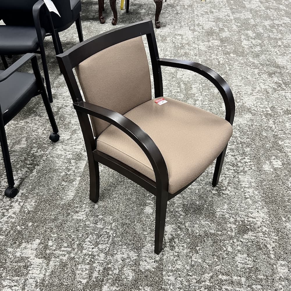 krug brown latte upholstery fabric, guest chair with espresso veneer frame, used office furniture