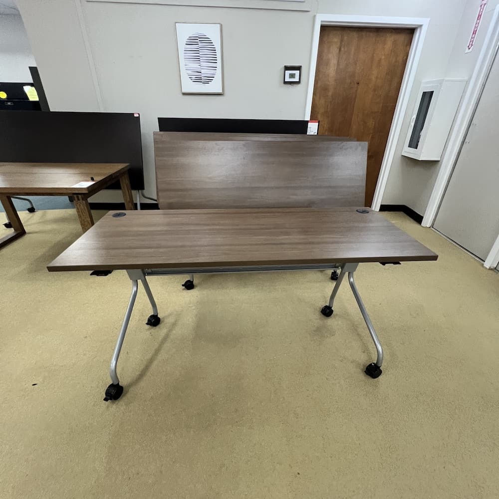 new closeout walnut 60x24 training table rolling nesting flip, new closeout office transition room