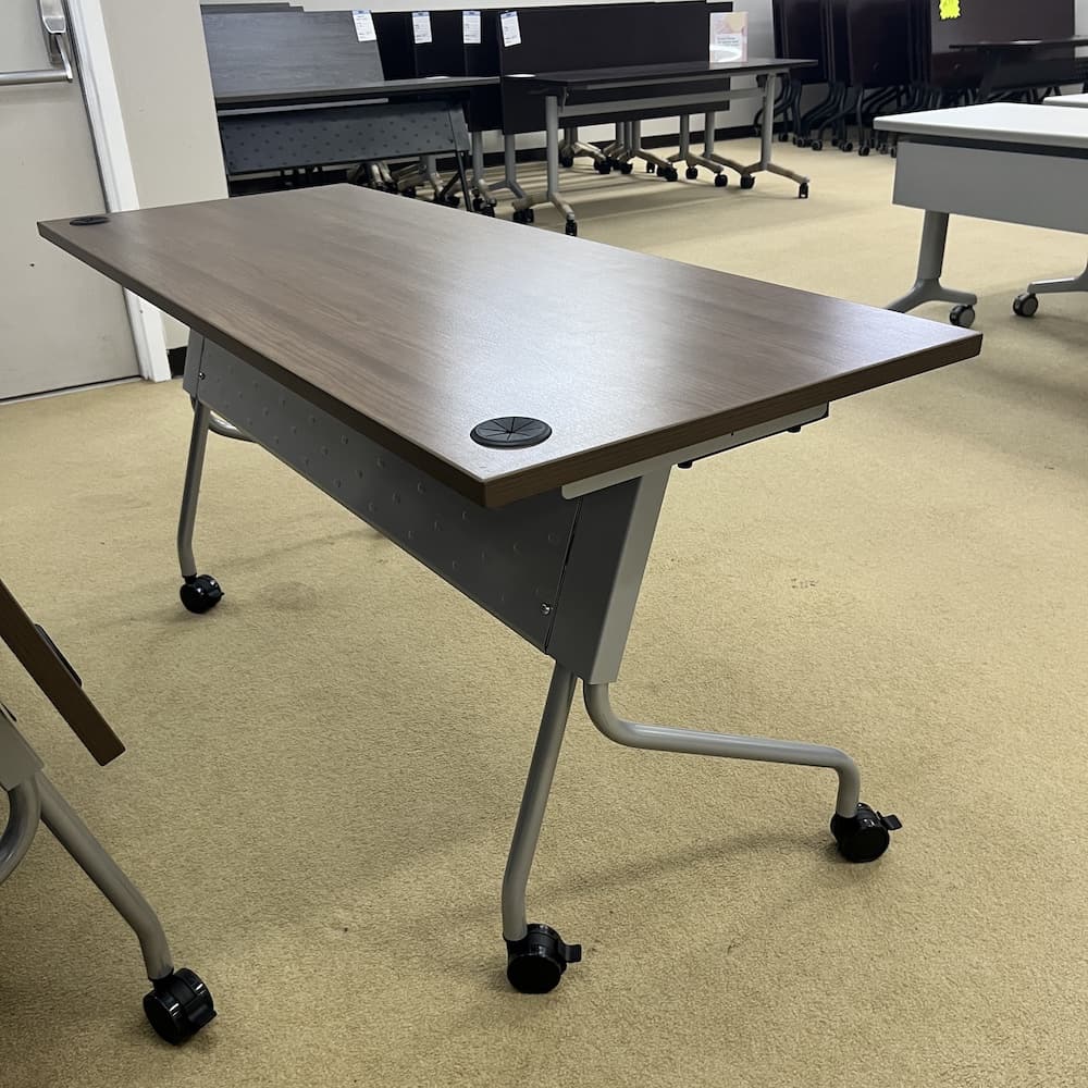 new closeout walnut 60x24 training table rolling nesting flip, new closeout office transition room