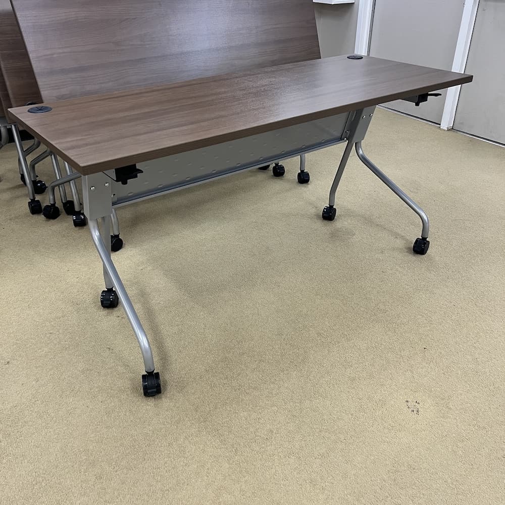 new closeout walnut 60x24 training table rolling nesting flip, new closeout office transition room