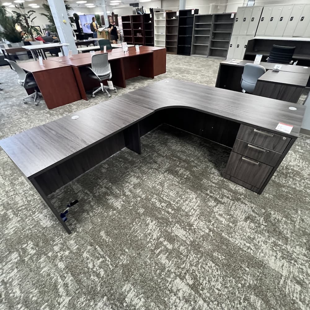 coastal grey l-desk porkchop, open box scratch n dent, office furniture