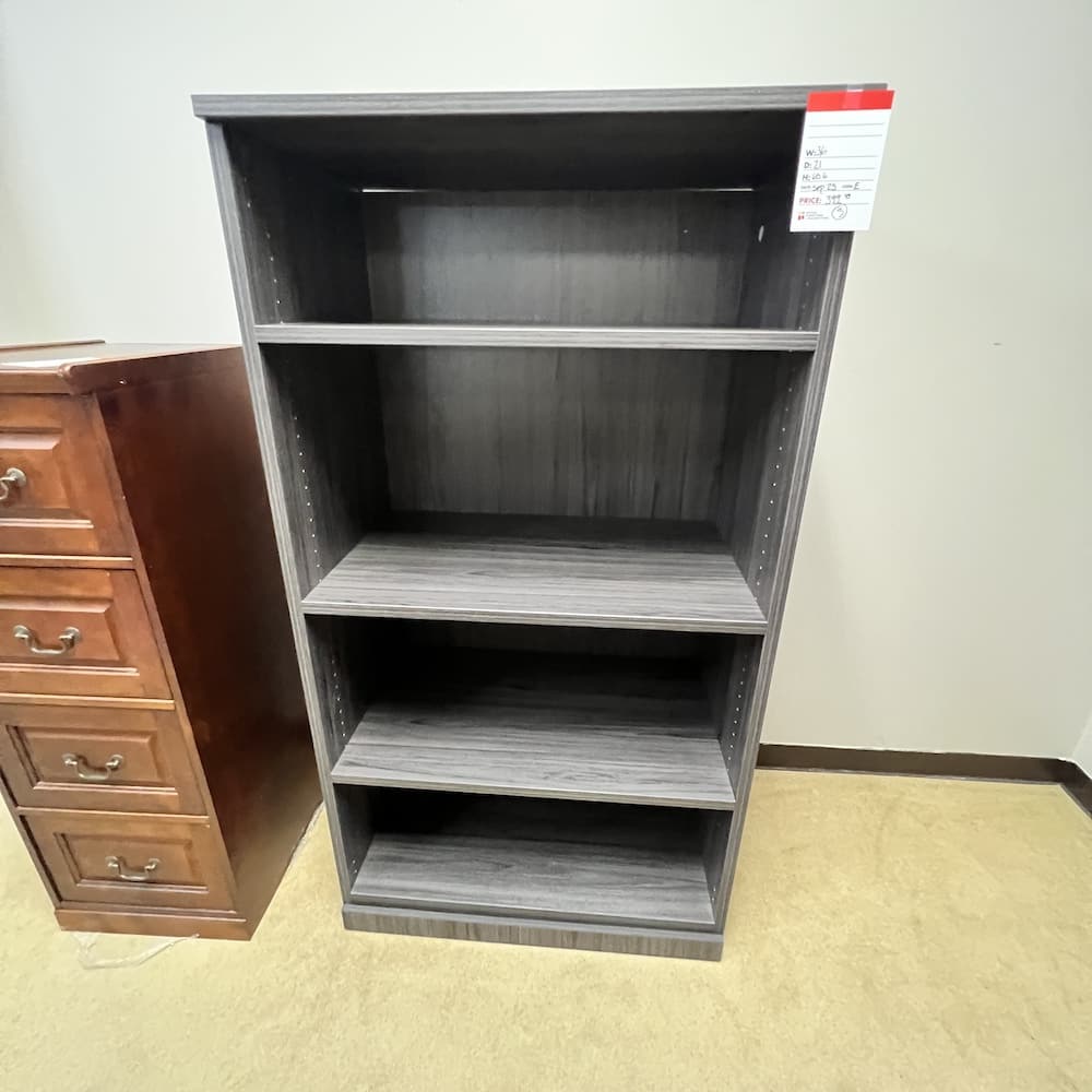 coastal grey laminate bookcase, deep, open box office furniture, laminate