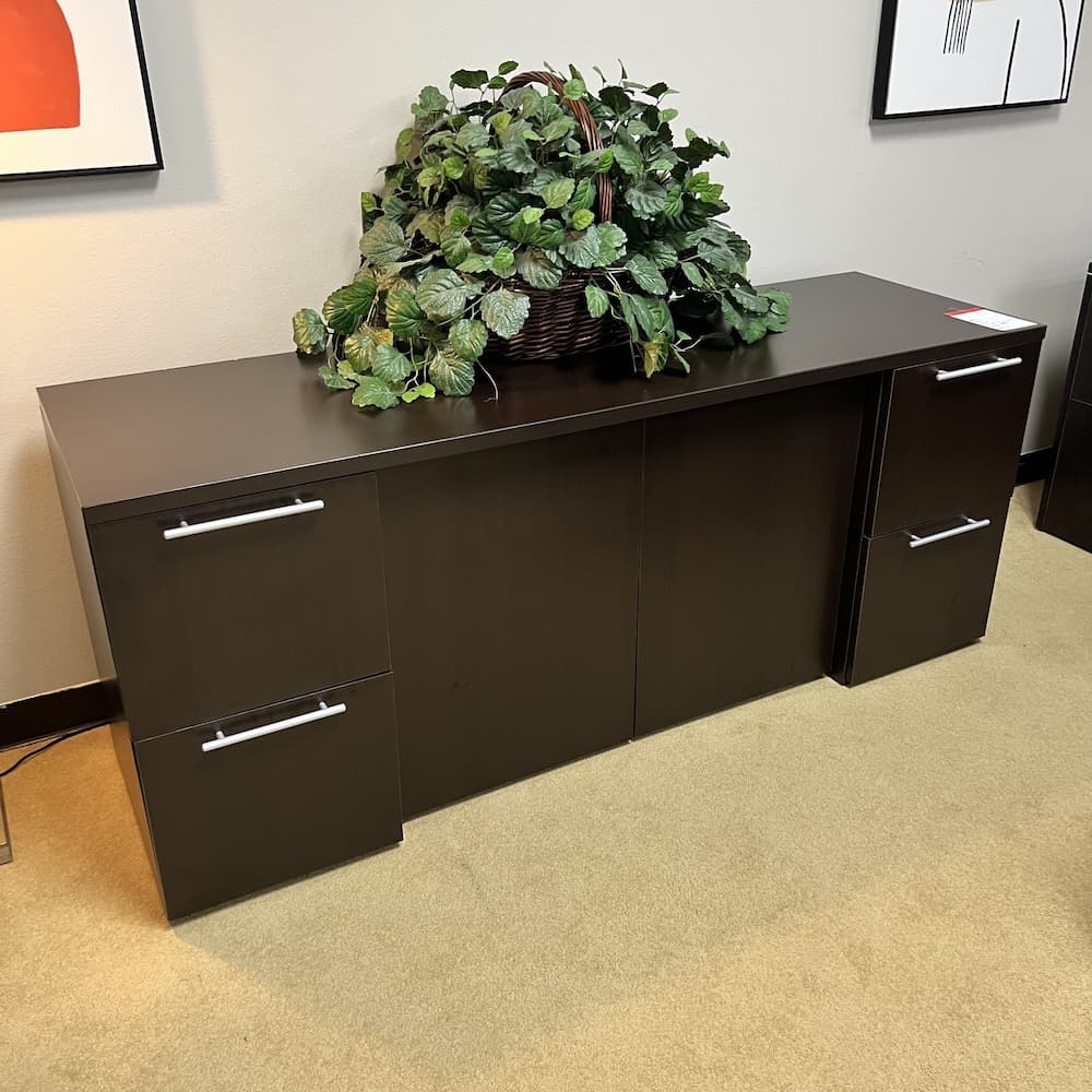 72" W x 30" H Espresso Laminate Credenza Storage Cabinet File