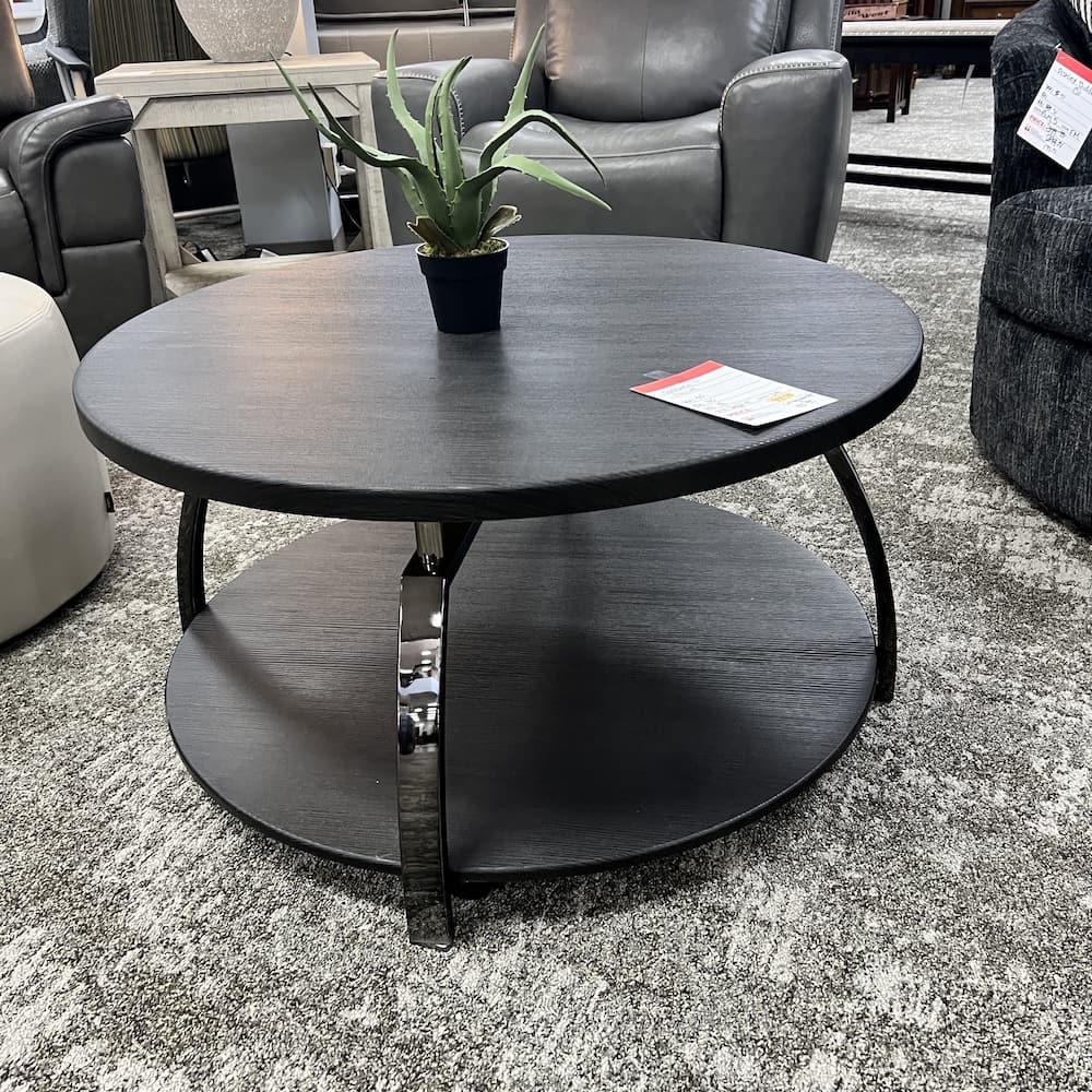 coaster dacre round coffee table black dark grey, used furniture