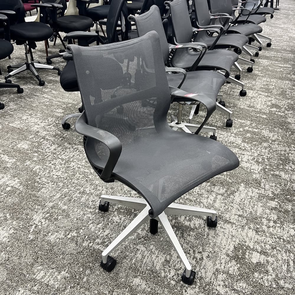 Herman Miller Setu Dark Grey Mesh Conference Chair with Kinematic Spine