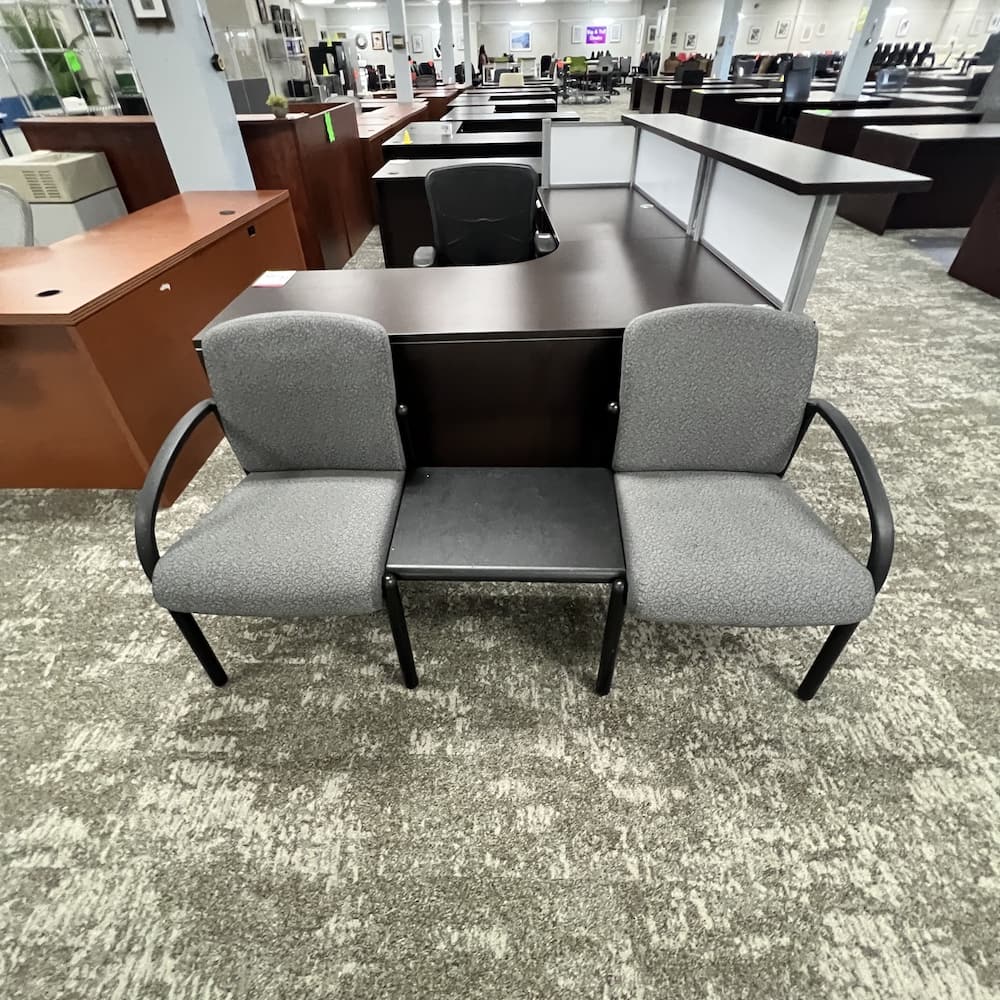 2 seater bench with built in table center, commercial reception seating, used office furniture