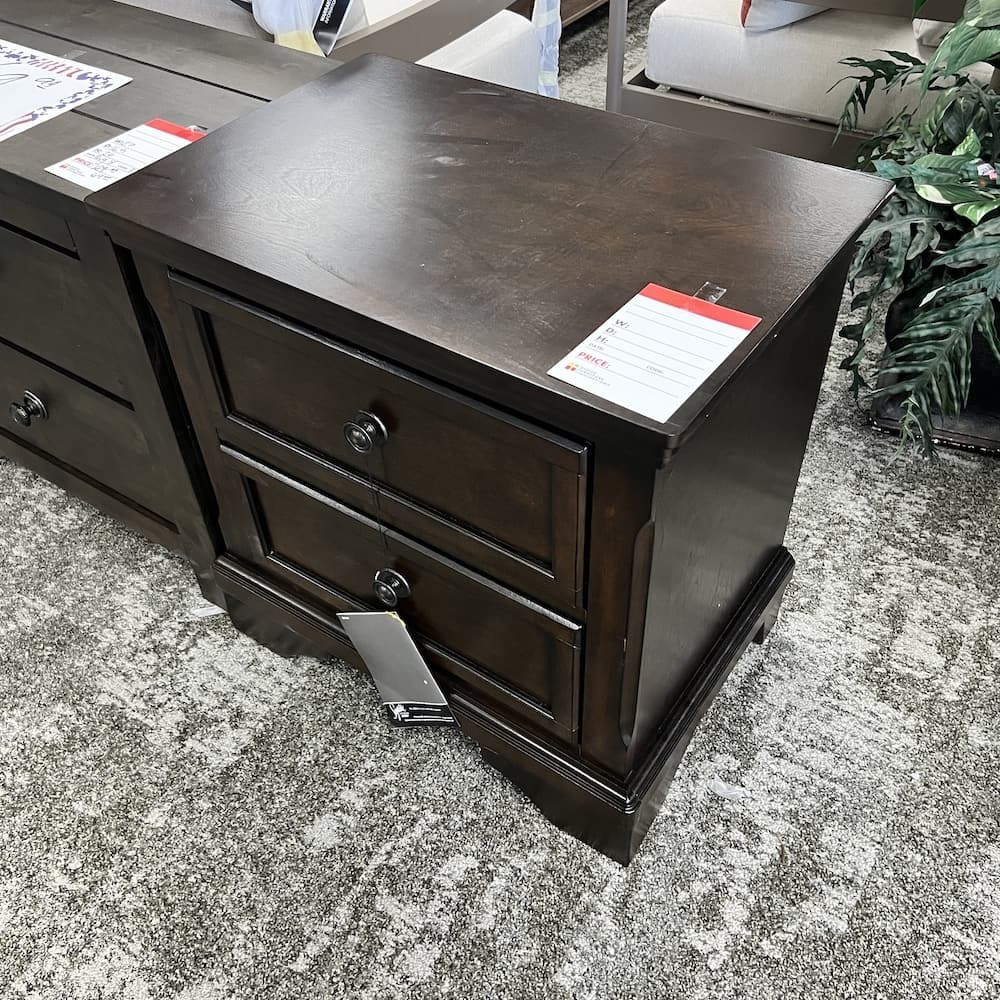 mahogany Ashley brookbauer 2 drawer nightstand, open furniture scratch n dent home