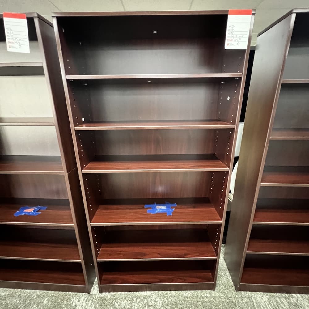 mahogany laminate bookcase 71 tall used