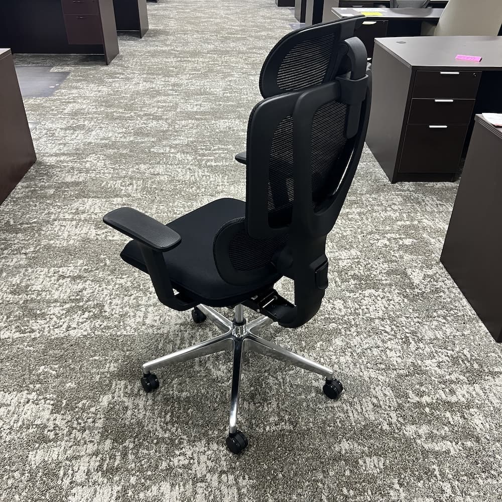 new black mesh mars chair with head rest, office task chair, ergonomic, adjustable