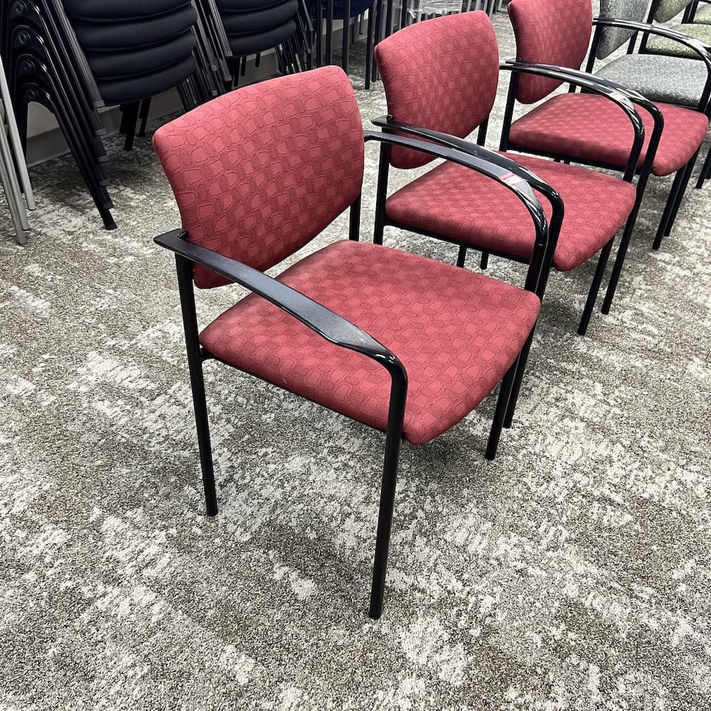 red burgundy steelcase player used office furniture guest seating chairs stacking
