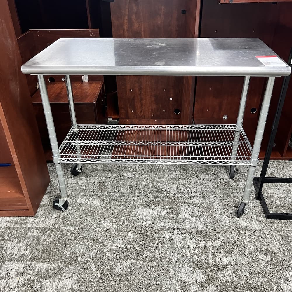 stainless steel rolling prep table for commercial used, used furniture, 48 x 24