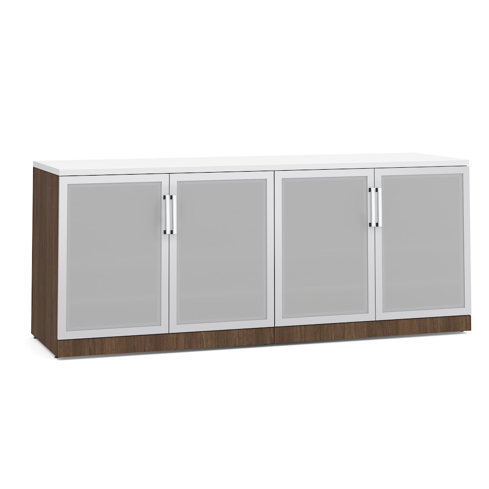 storage cabinet, 4 door glass frosted laminate corporate office furniture commercial furniture new