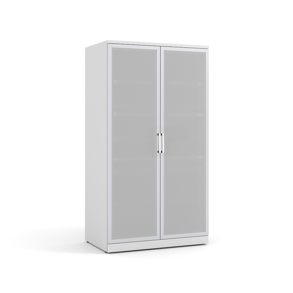 storage cabinet with frosted glass doors, performance laminate, office furniture, new corporate commercial furniture