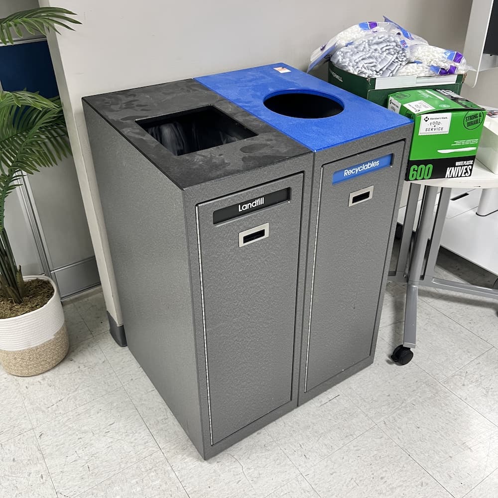 trash bin sorting receptical, used office furniture, restaurant, cafeteria