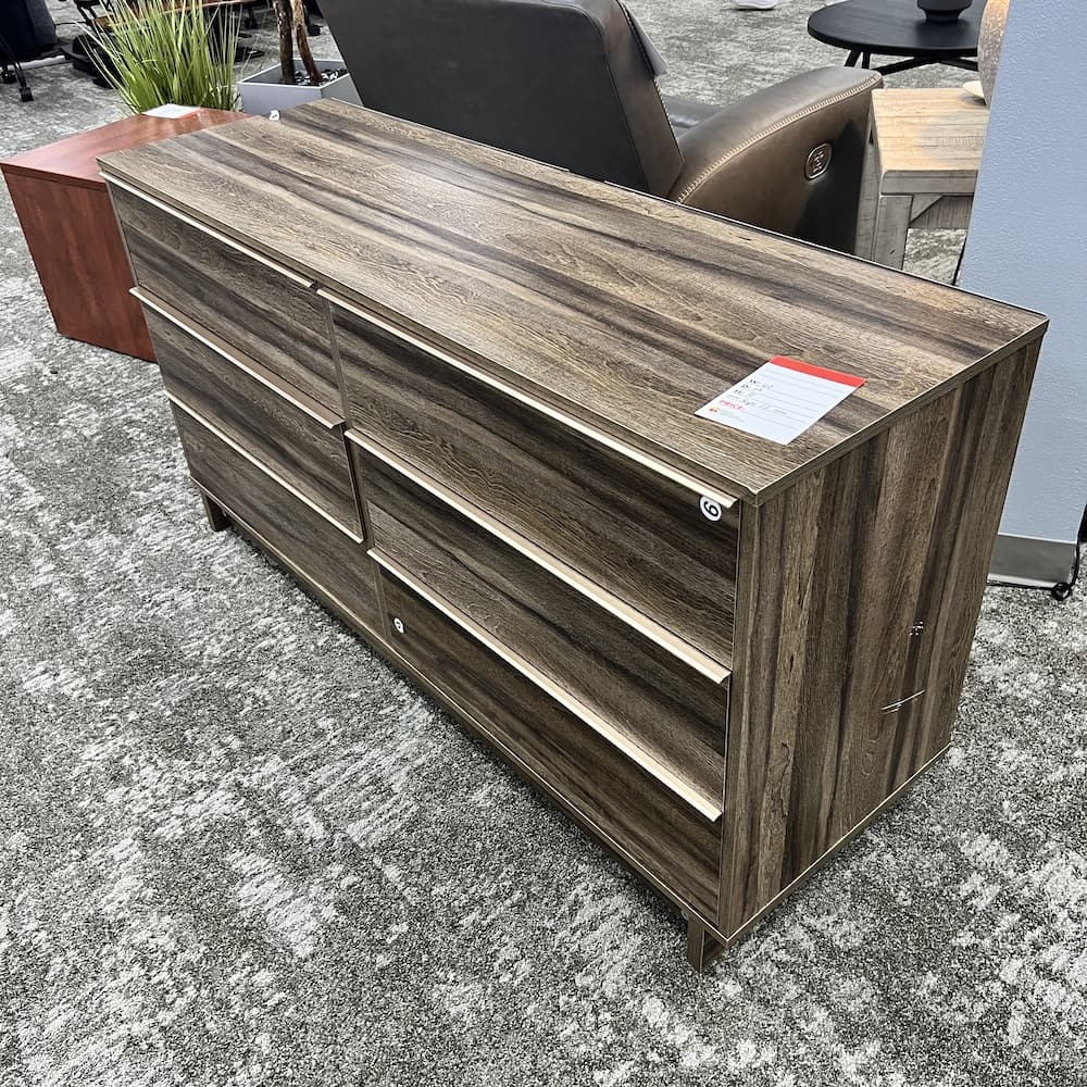 walnut mdf 6 drawer dresser Ashley furniture, open box scratch n dent home furniture
