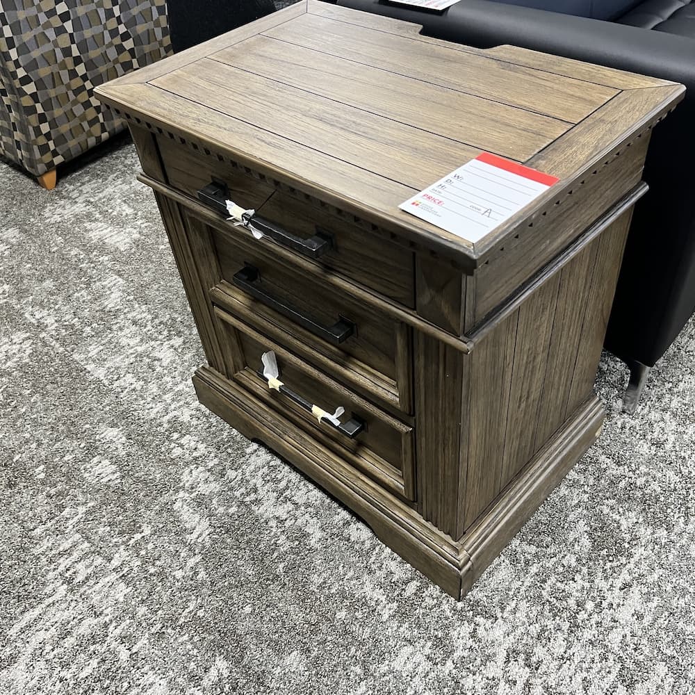 28" W x 28" H Ashley Markenburg Walnut 2 Drawer Drawer Nightstand with Power