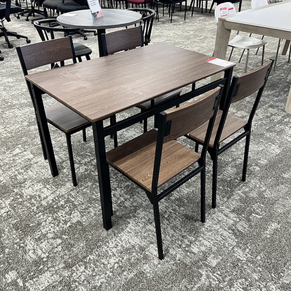 black and walnut dining table set rectangle four chairs, coaster, used furniture home