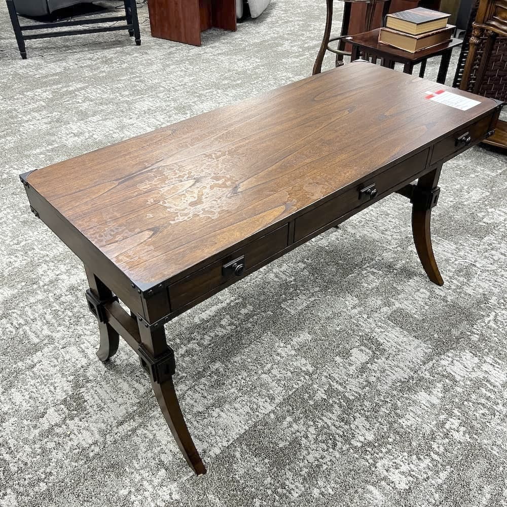 55" x 24" Walnut Veneer Executive Writing Desk