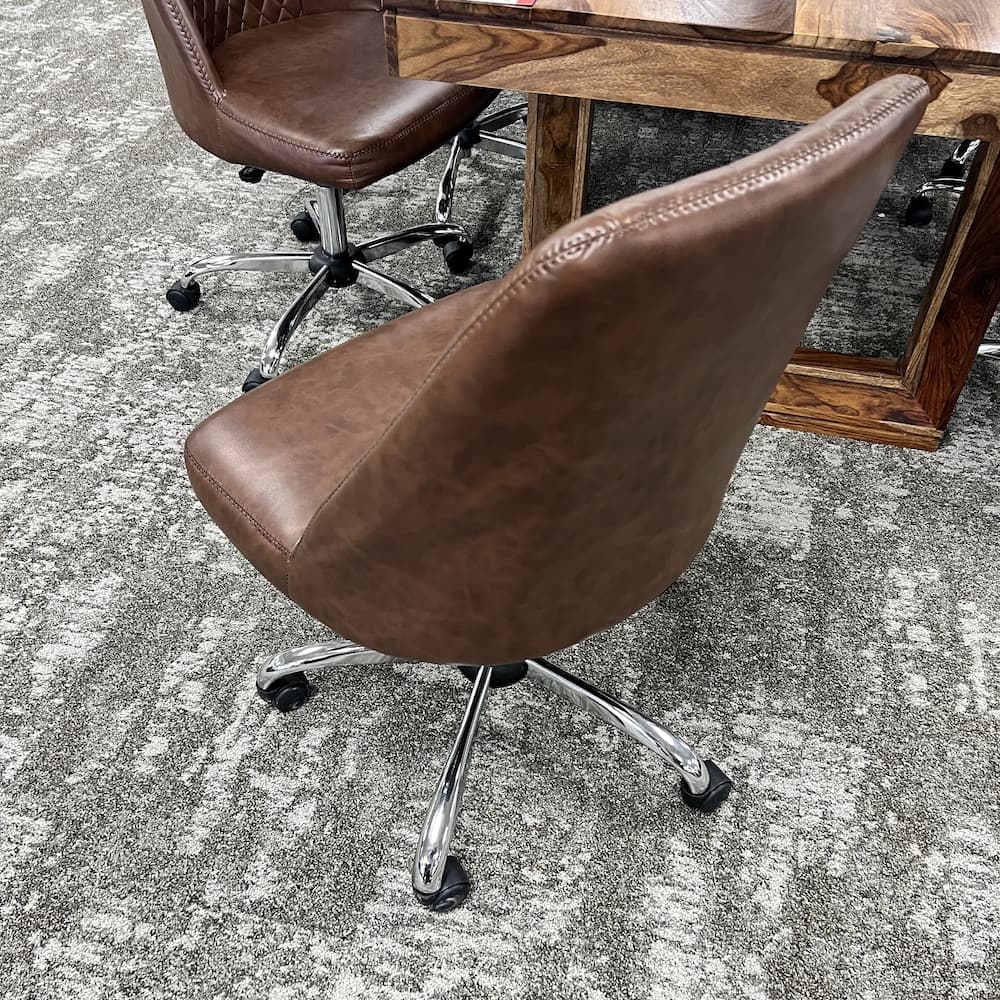 joss and main wood Mariza table solid wood with 8 chairs brown vinyl coaster, used furniture, dining conference table set