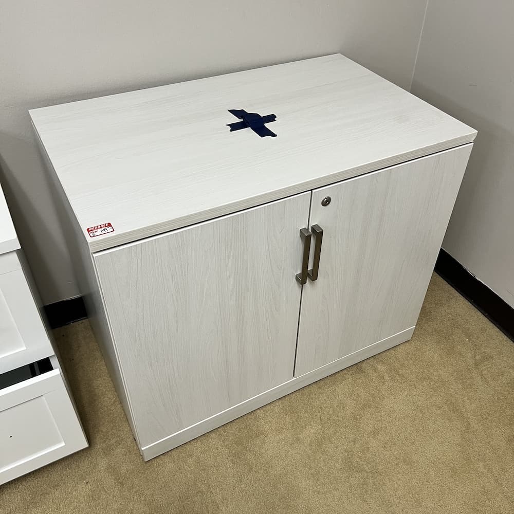 Arcadia white laminate 2 door storage cabinet, open box office furniture