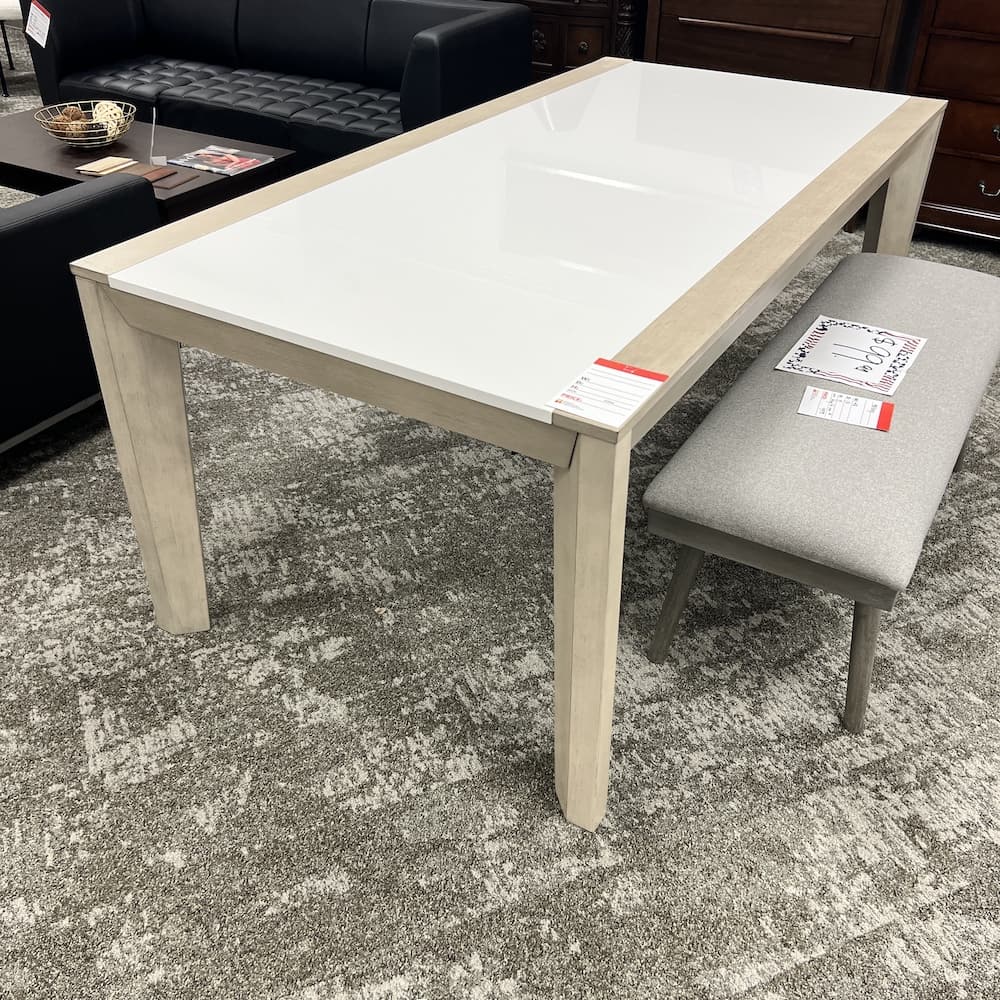 76" x 38" Ashley Furniture Wendora Oak Veneer and White Glossy Rectangle Dining Table