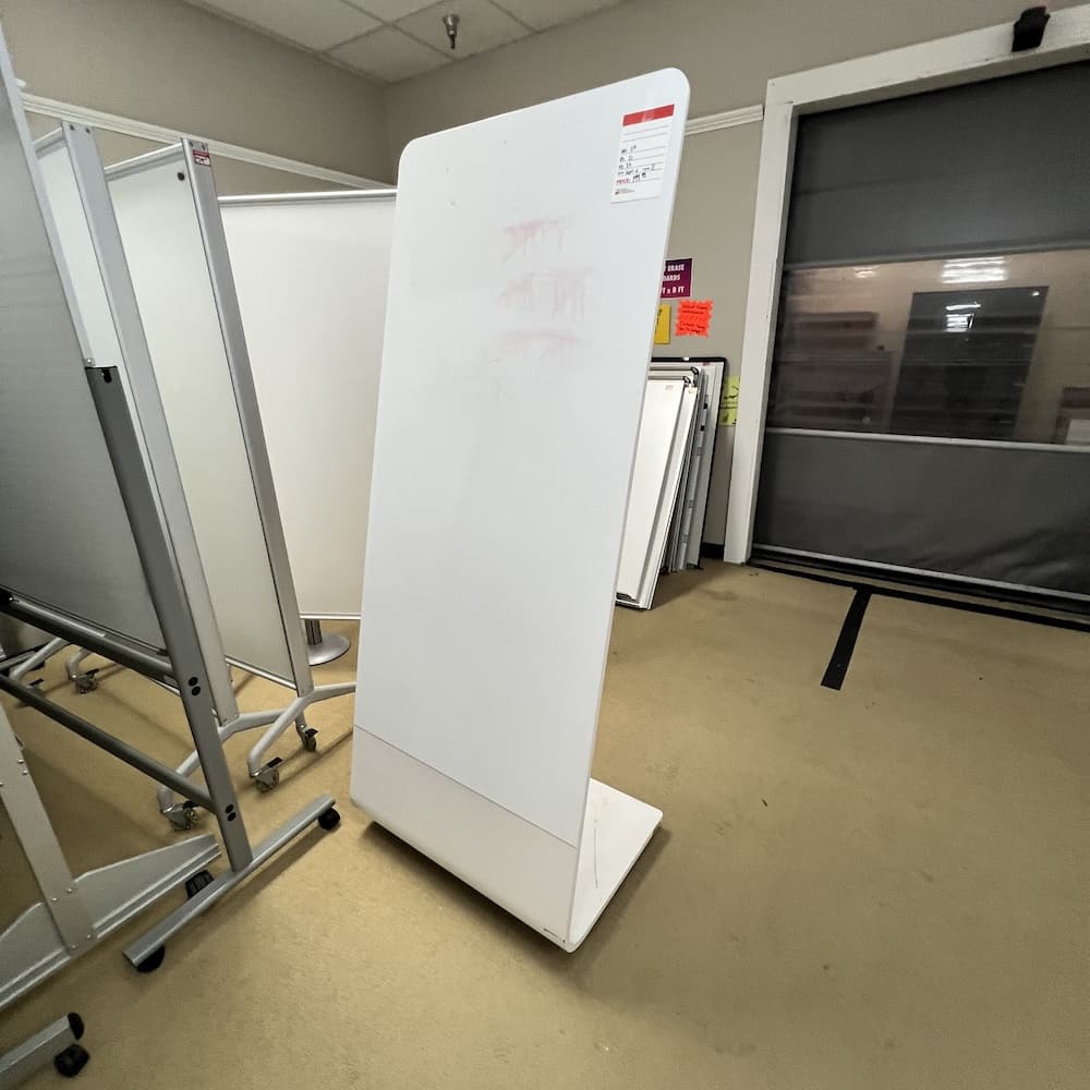 white dry erase board, rolling floor standing, used office furniture