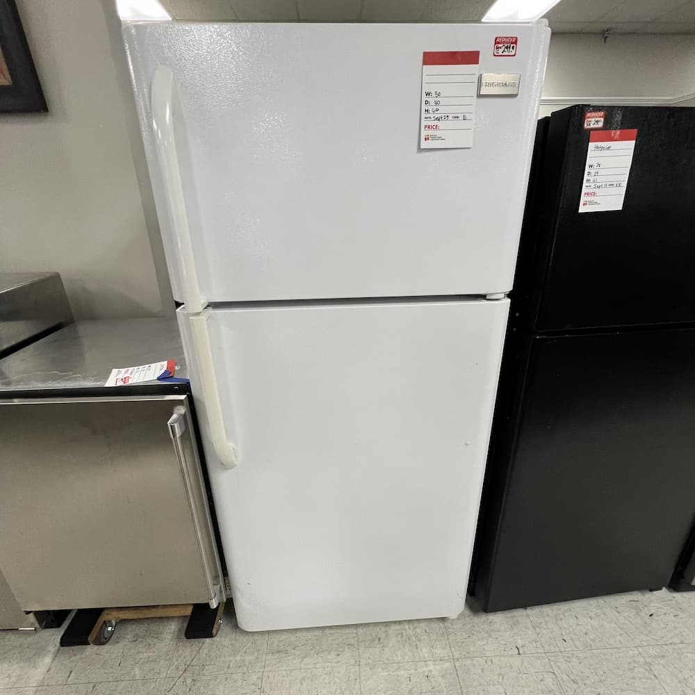 white Frigidaire freezer top refrigerator, used appliances