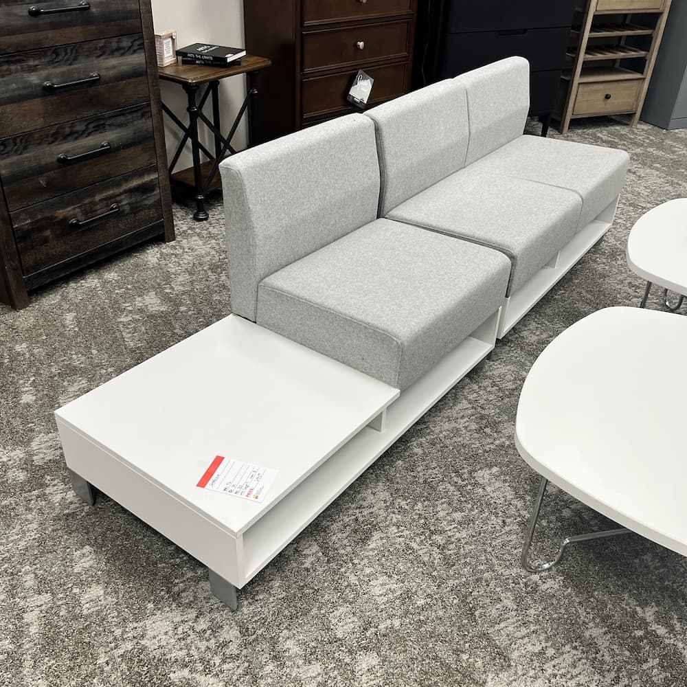 8 ft x 2 Ft Allsteel Involve White and Grey Sofa Bench Lounge Seating System