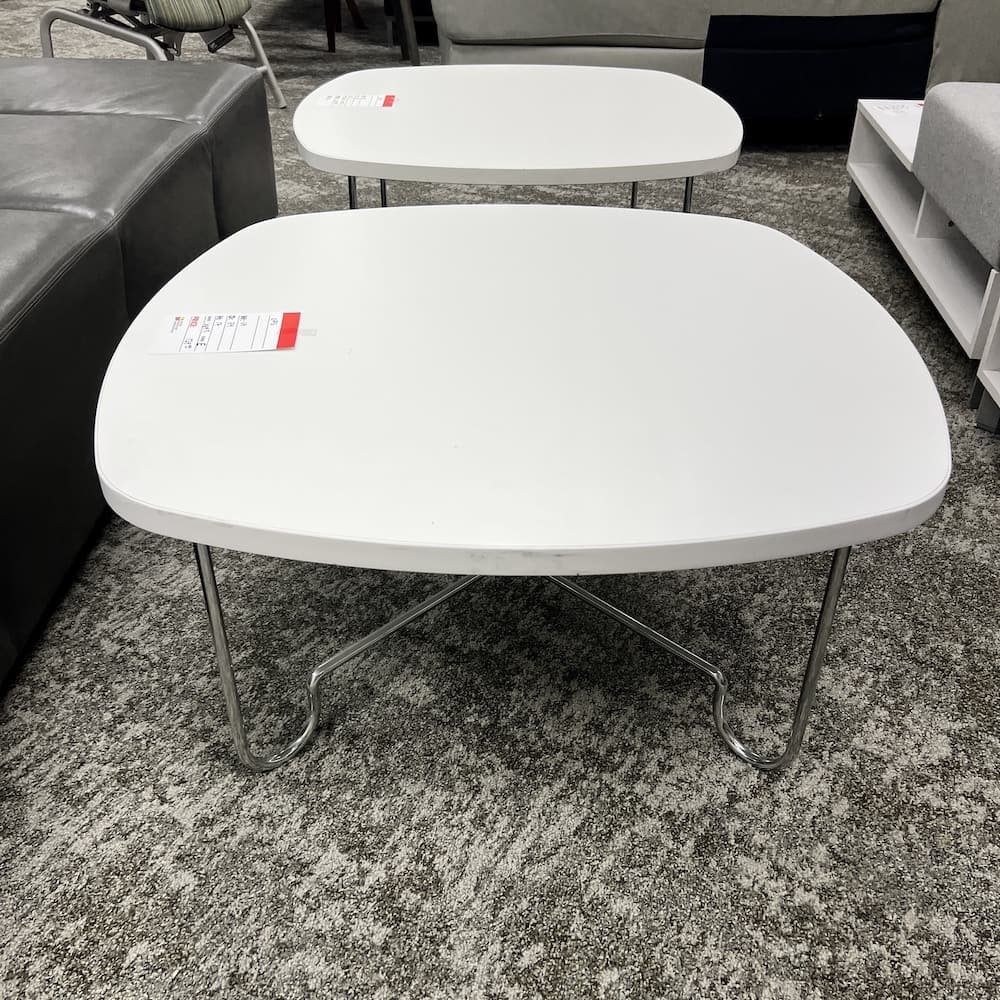 34" OFS White Laminate and Chrome Coffee Table