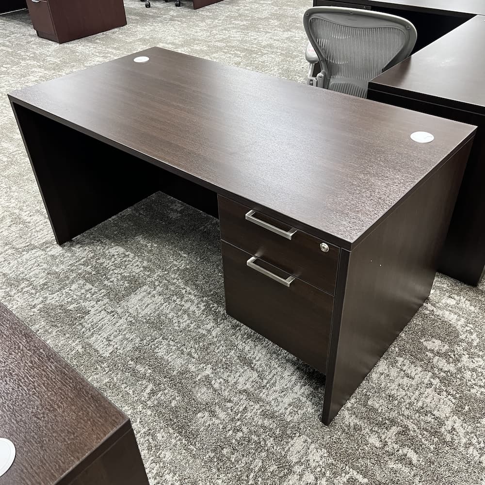 new java laminate desk, dark brown, 60x30 with single hanging box file, office furniture