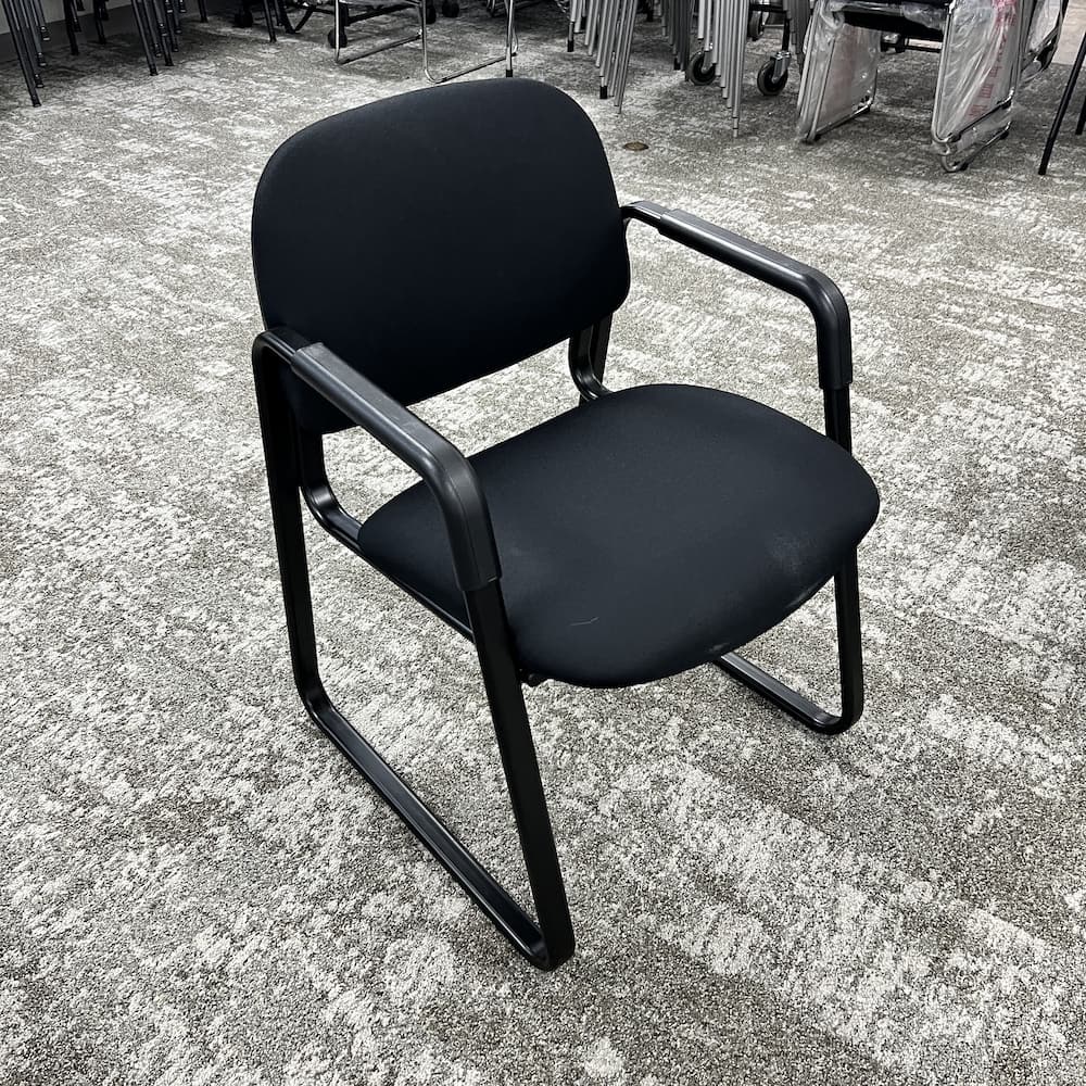 black hon guest chair upholstered sled base, used office furniture