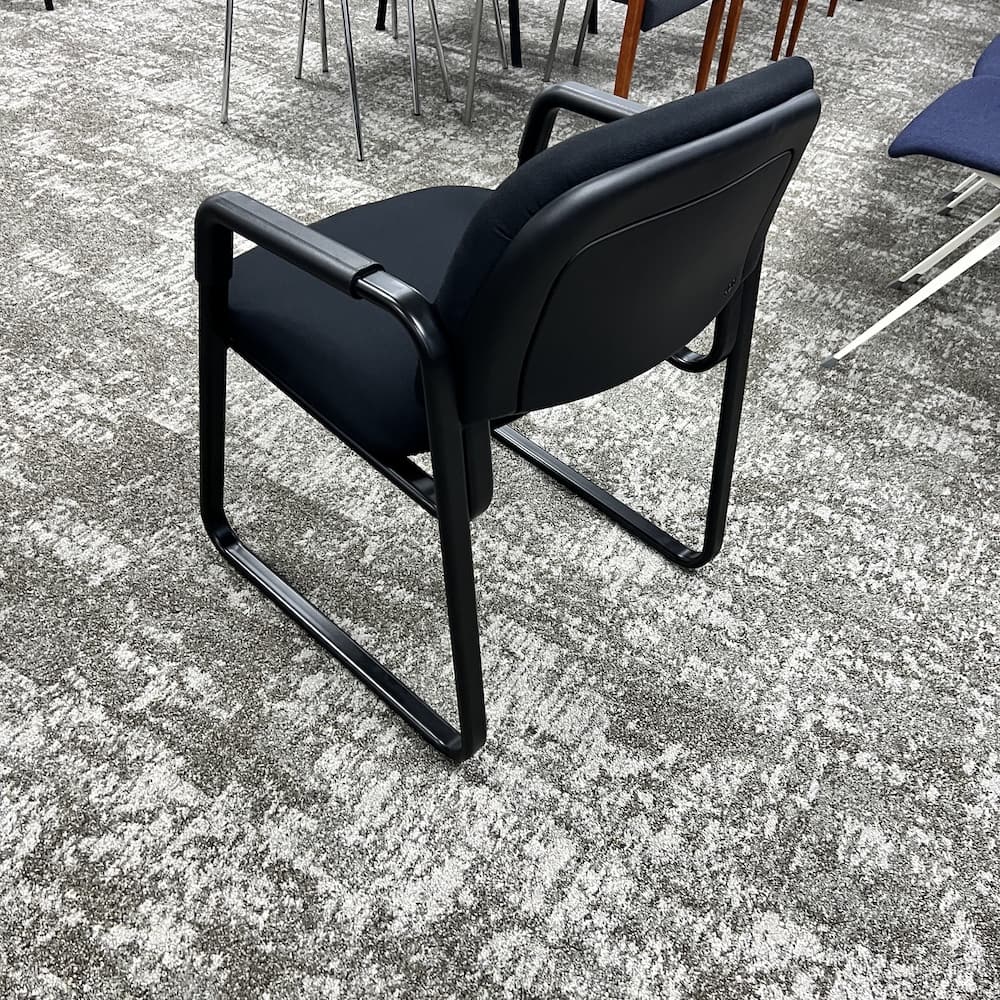 black hon guest chair upholstered sled base, used office furniture