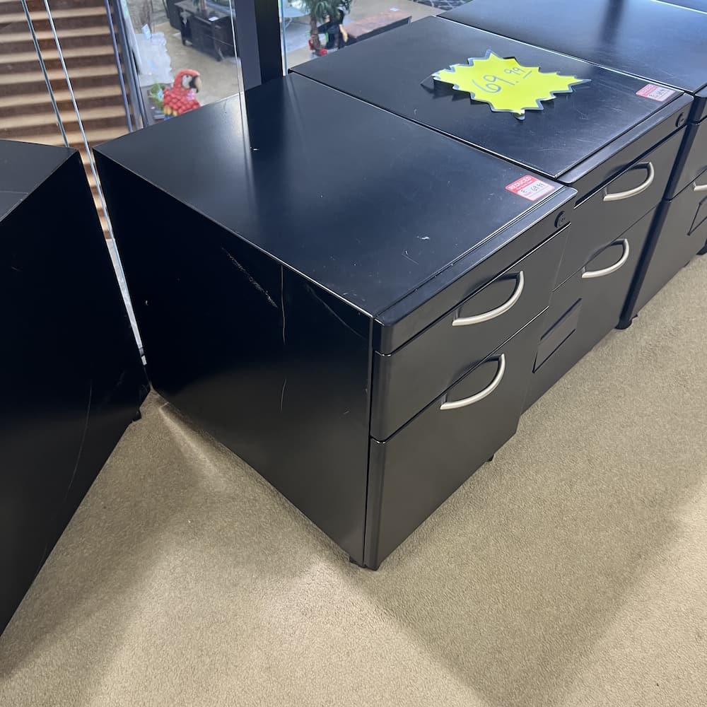 16" W x 21" H Herman Miller Black Metal Mobile Vertical Pedestal File Cabinet