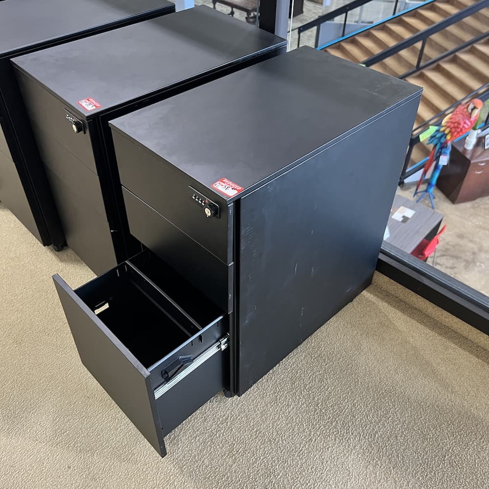 black metal mobile pedestal file, used office furniture