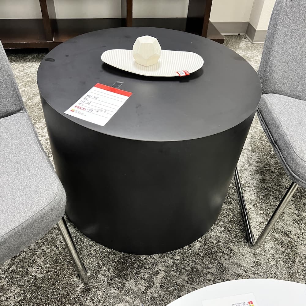 black round pedestal table cylindrical, used office furniture