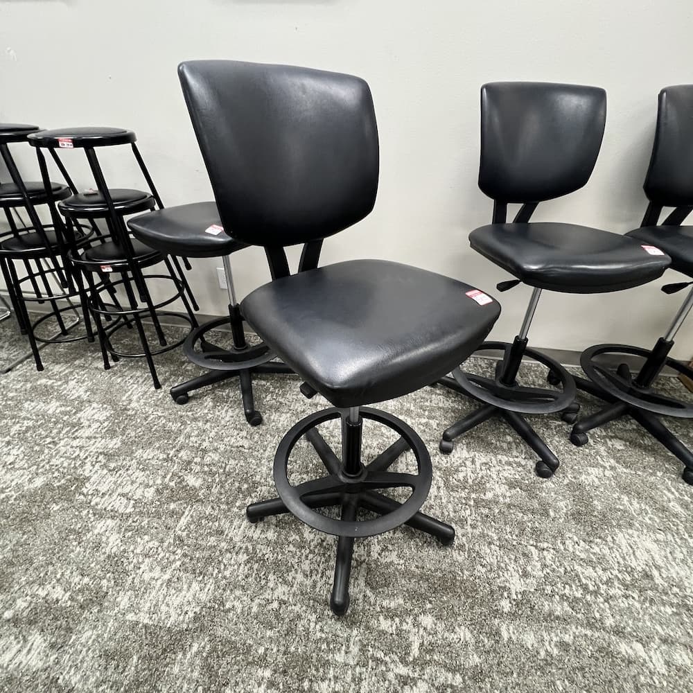 black vinyl armless office stool, hon commercial, used office furniture