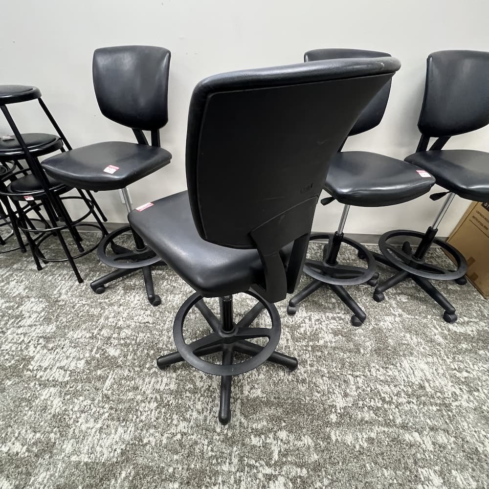 black vinyl armless office stool, hon commercial, used office furniture