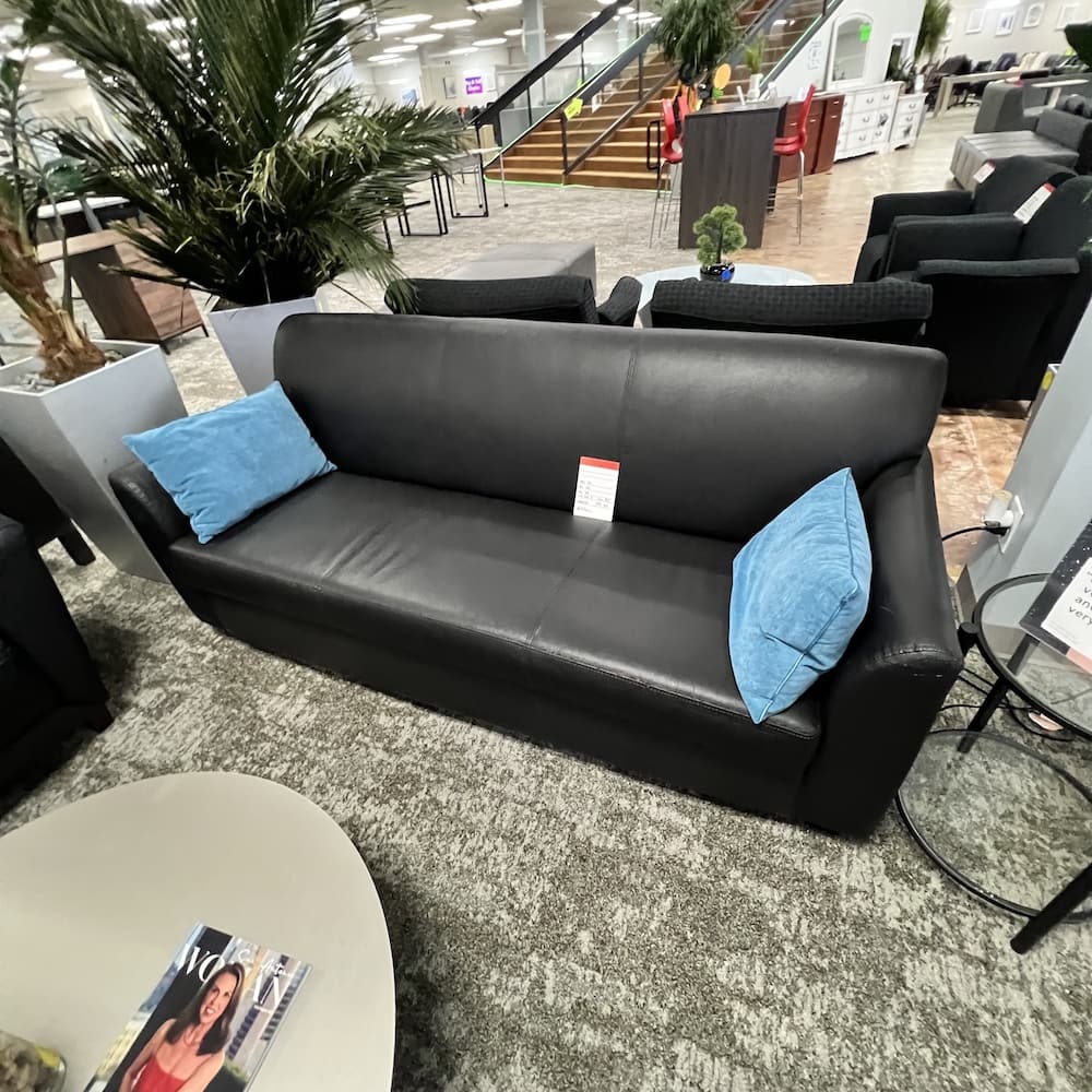 black vinyl sofa, used office furniture, home furniture