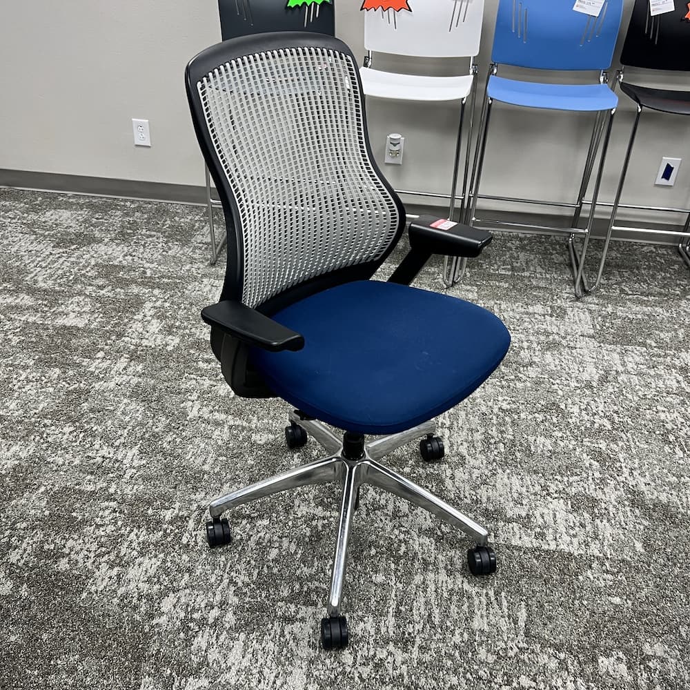 blue grey black knoll office chair, used office furniture
