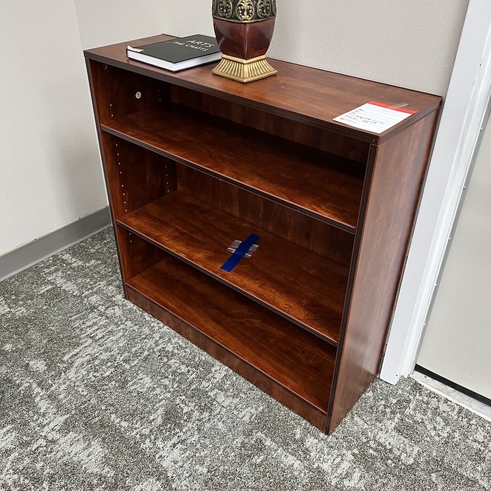 cherry laminate bookcase with board back 48" tall