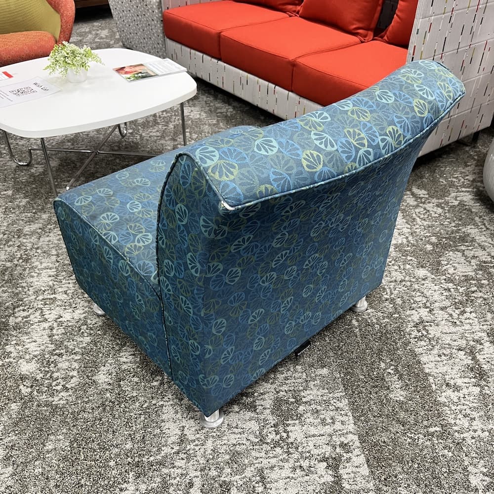 green blue armless commercial lounge chair, steelcase turnstone, used office furniture