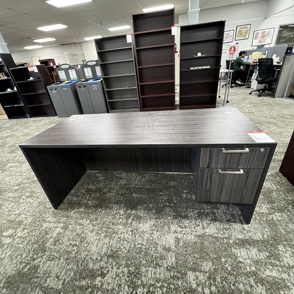 coastal grey laminate desk with single box/file, scratch n dent office furniture