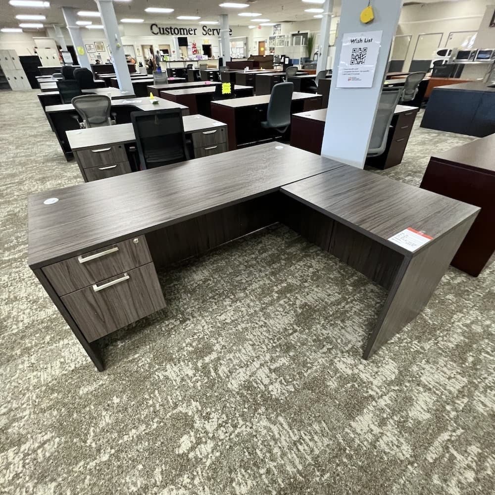 coastal grey l-desk, open box scratch n dent, office furniture