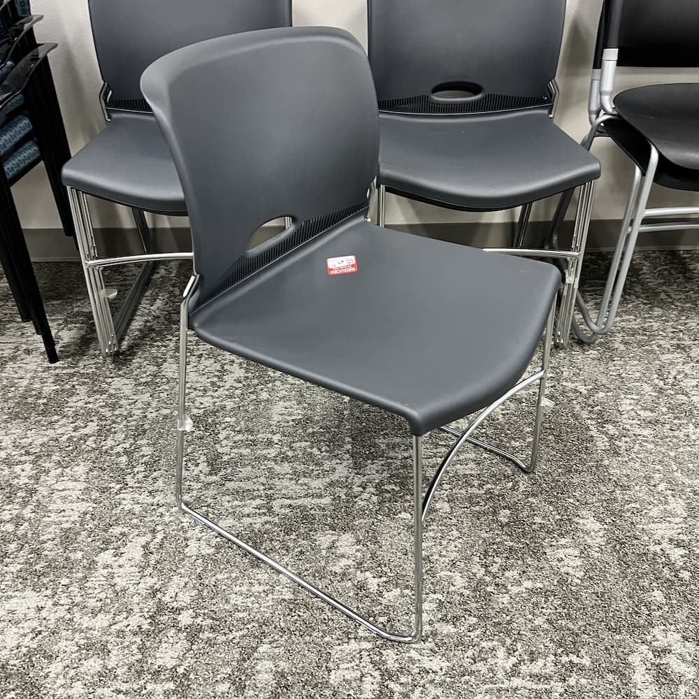 Hon Grey and Chrome Stacking Chair