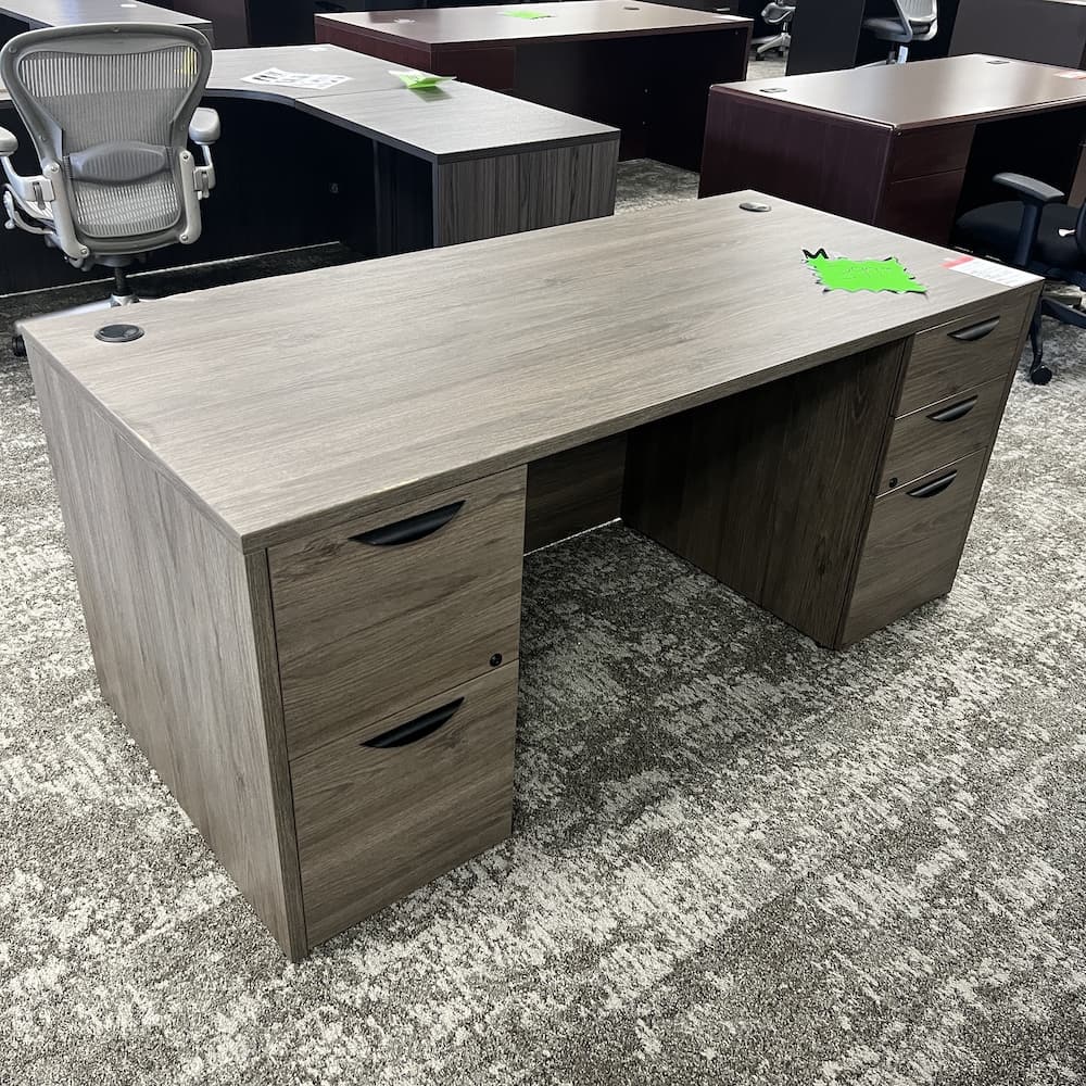 grey Lorell laminate desk 72x36, used office furniture scratch n dent