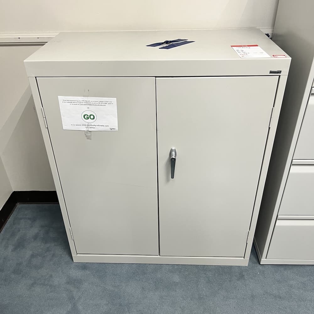 light grey metal 2 door storage cabinet Sandusky open box office furniture