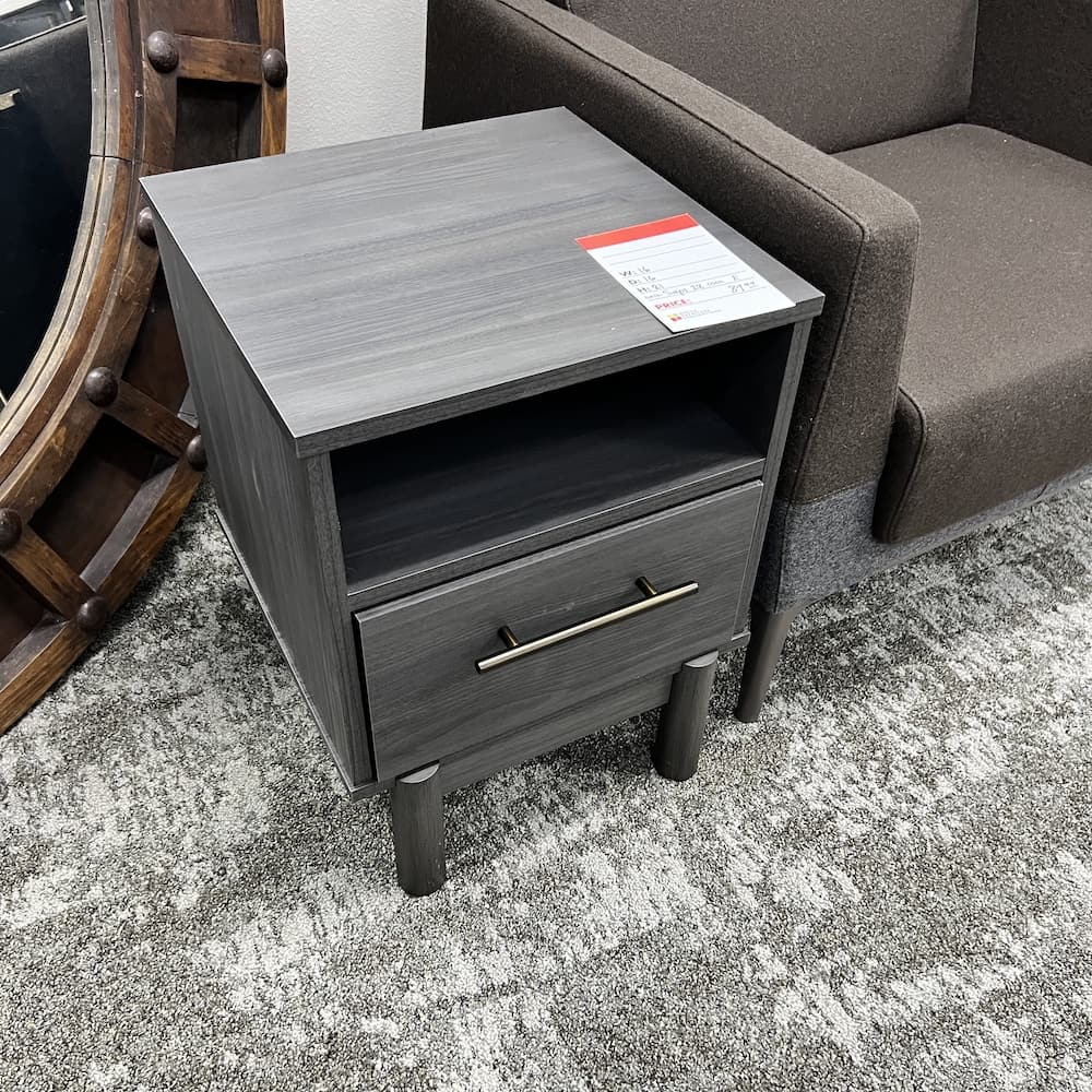 grey 1 drawer nightstand Ashley furniture, open box scratch n dent