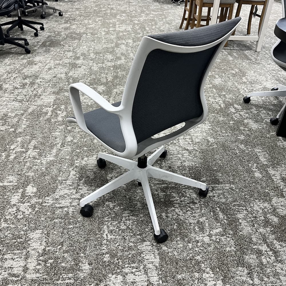 grey all mesh and white frame conference chair, global solar, used office furniture