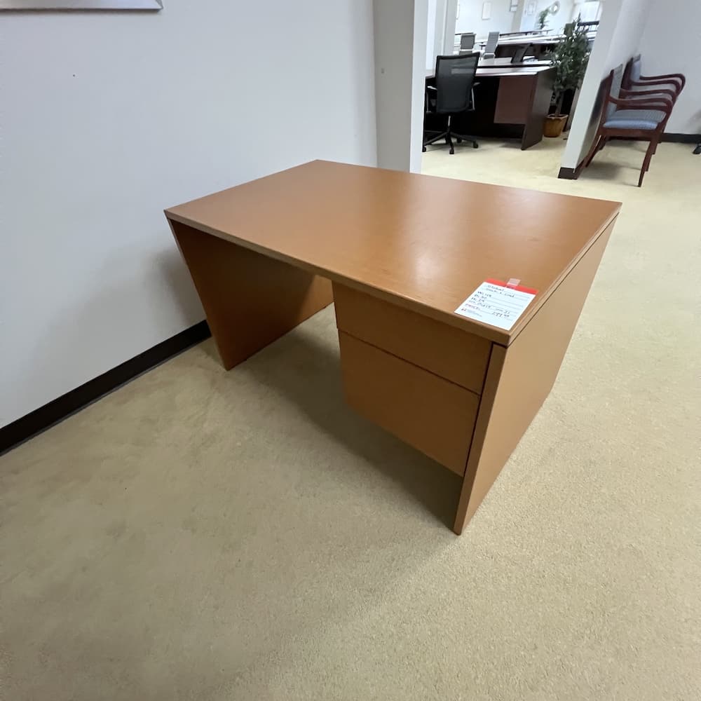 honey laminate desk and credenza set, global, used office furniture